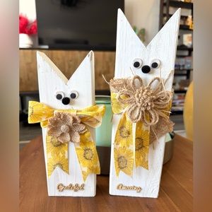 Handcrafted Cat Wood Sculptures - Grateful and Amazing